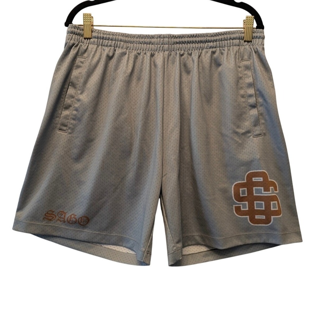 Sago Mesh Basketball Shorts Mens XL Gray Excellent Athletic Streetwear Logo